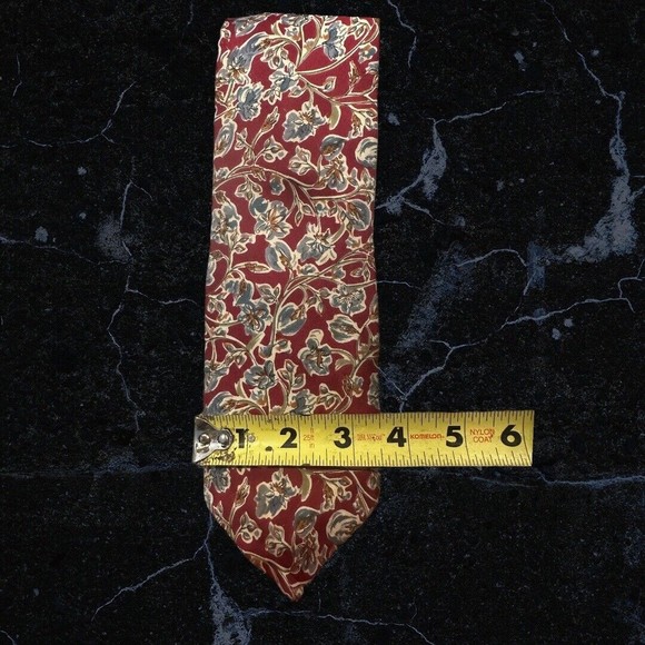 Morgan Hart MENS Neck Tie Red Floral 100% Silk Vintage Made In USA Gorgeous - Picture 3 of 4